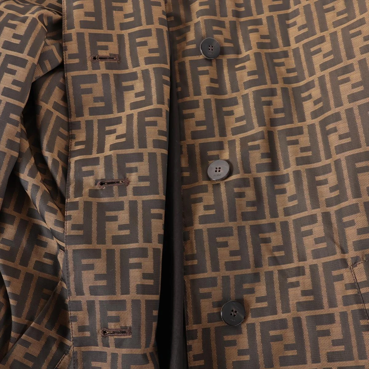 40サイズ FENDI ズッカ柄 ブラック Aステンカラーコート