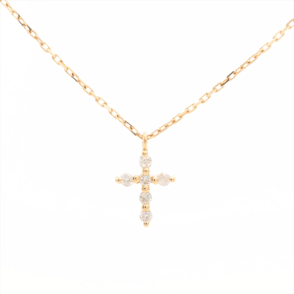アガット クロス ダイヤ ネックレス K18(YG) 0.9g 0.03 A3201520｜中古 