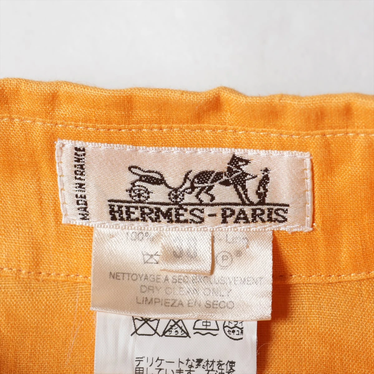 エルメス リネン シャツ 38 レディース オレンジ セリエボタン