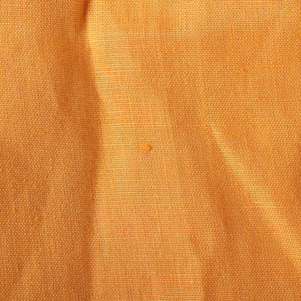 ★美品★エルメス リネンシャツ オレンジ 金ボタン 38 スリット ボックス ☆美品☆エルメス リネンシャツ オレンジ 金ボタン 38 スリット