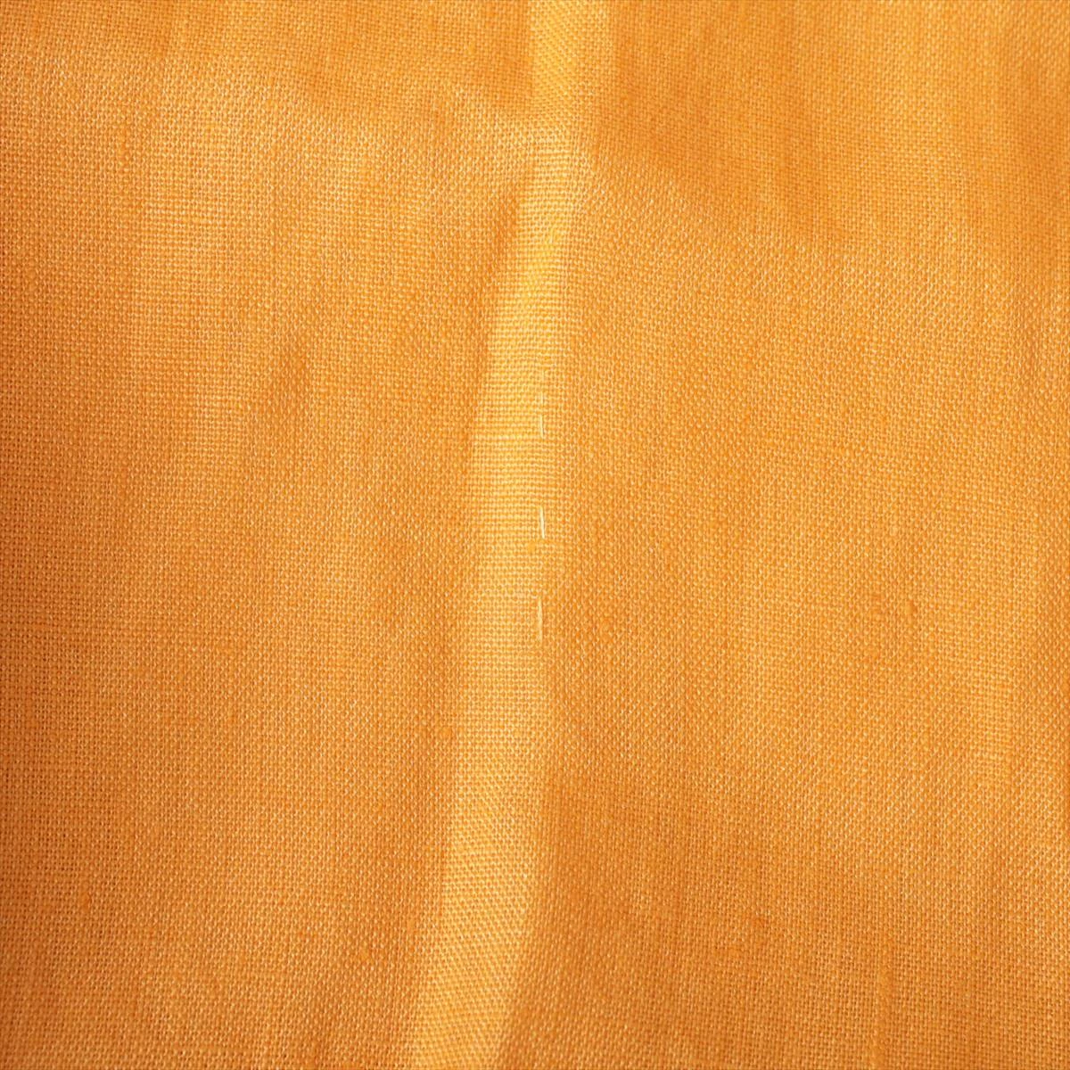 エルメス リネン シャツ 38 レディース オレンジ セリエボタン 脇