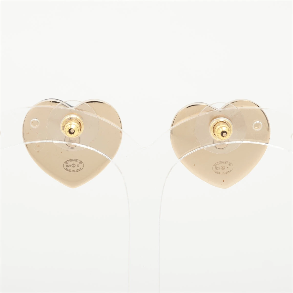 シャネル ココマーク B22K ピアス(両耳用) GP×レザー ブラック 