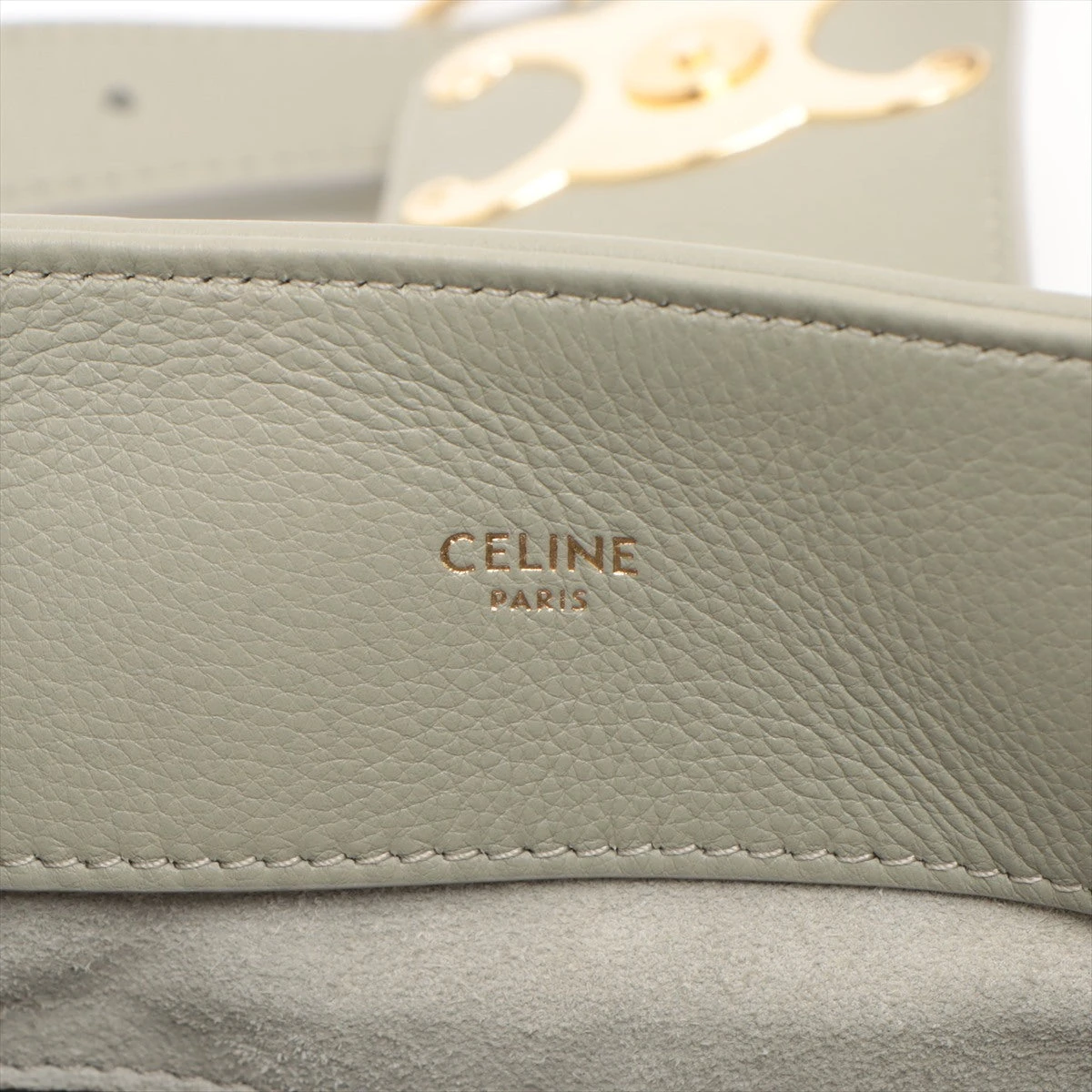 【CELINE】ミディアム アポリーヌ バッグ カーキ CELINE Shiny Calfskin Medium Triomphe Soft Khaki 1364434