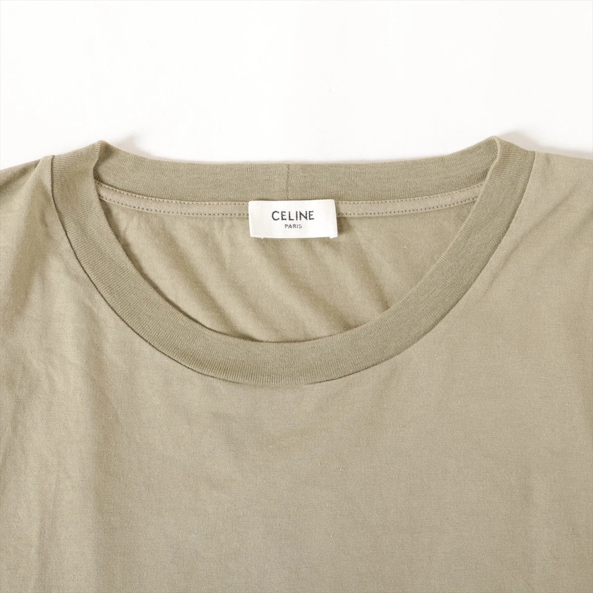 ［VINTAGE] CELINE コットン Tシャツ L メンズ カーキ★ABランク VINTAGE] CELINE コットン Tシャツ L メンズ カーキ☆ABランク