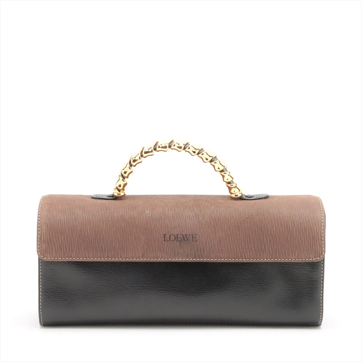 ロエベ ベラスケス バッグ LOEWE ハンドバッグ ベラスケス レザー黒茶 ヴィンテージ