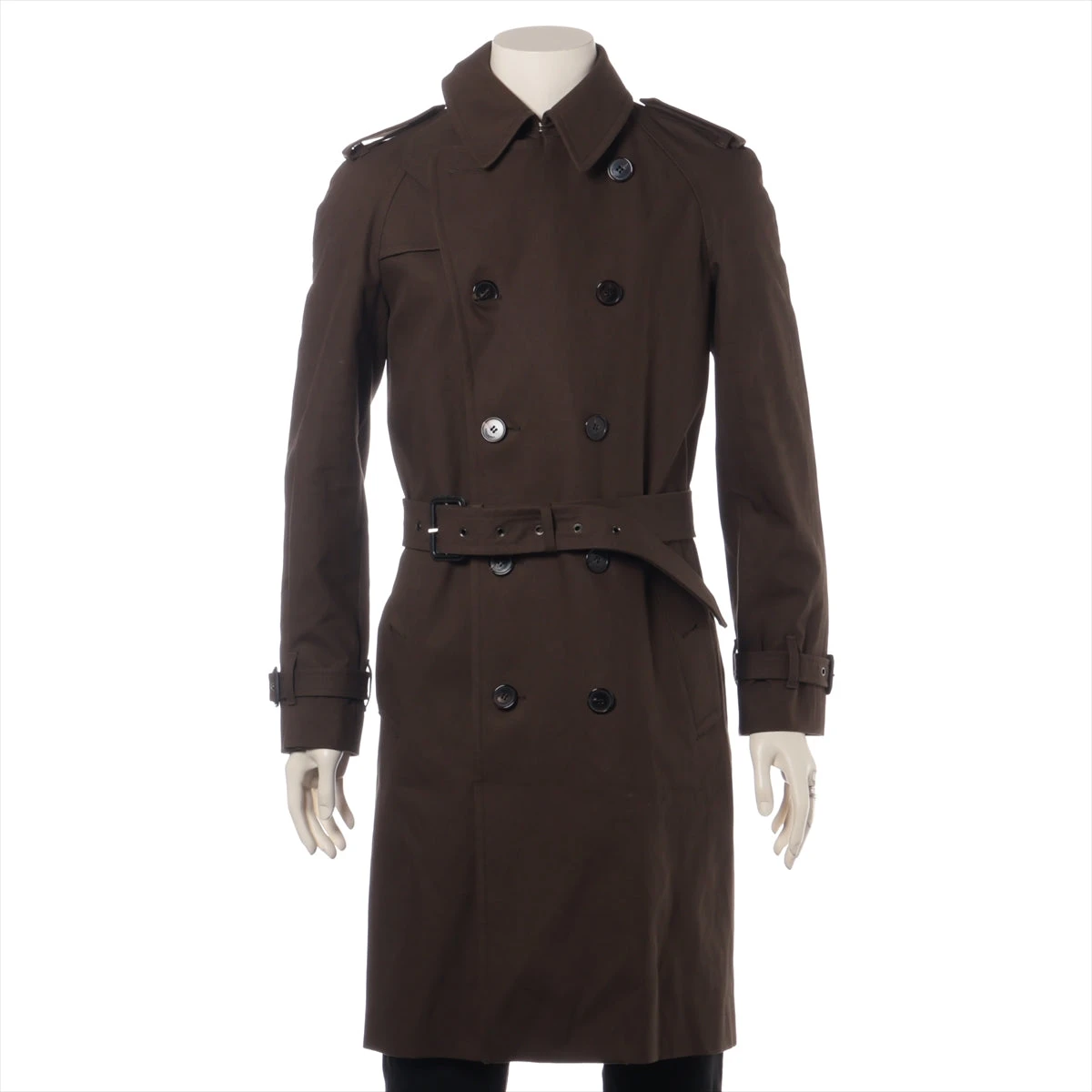 サンローランパリ 18年 コットン トレンチコート 44 メンズ グリーン