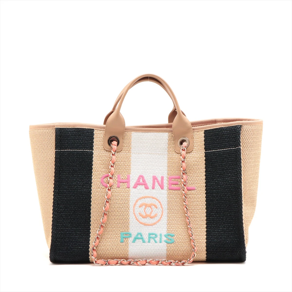 Chanel トートバッグ ストロー レザー