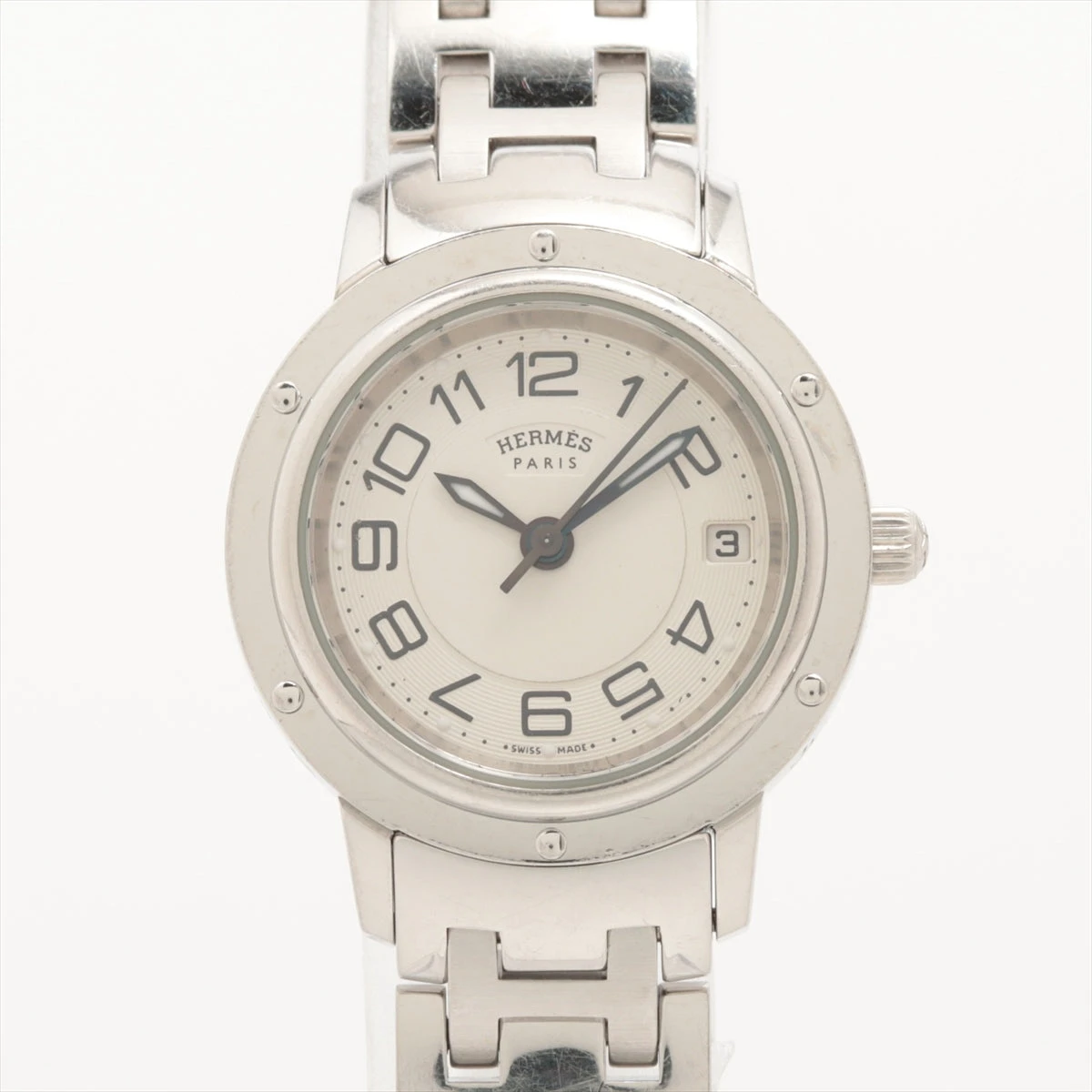 HERMES エルメス レディース腕時計 クリッパー QZ デイト SS