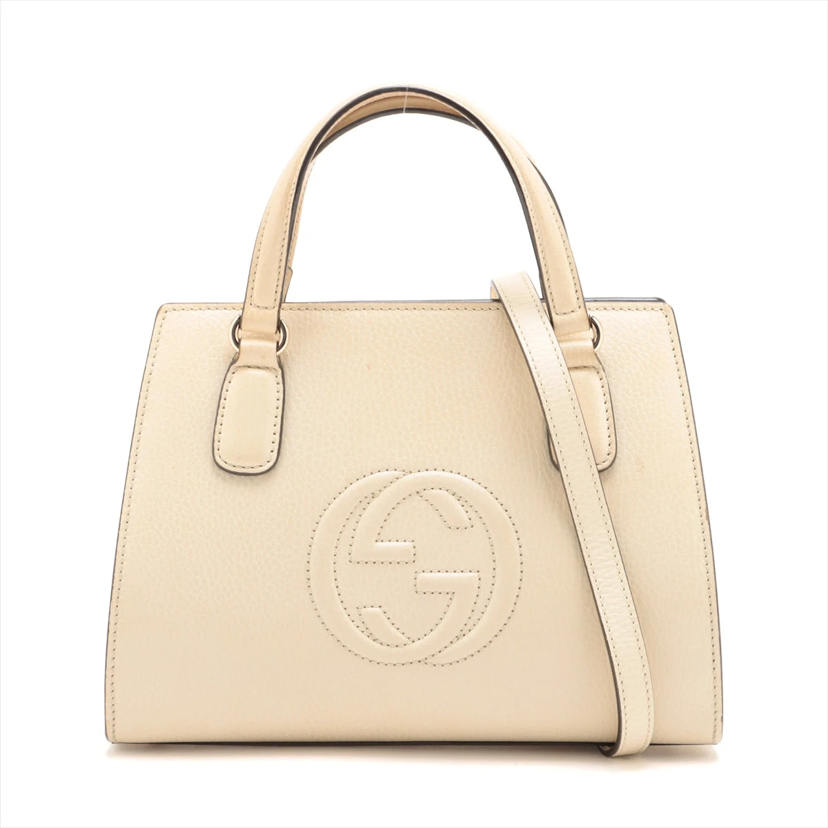 グッチ ソーホー レザー 2WAYハンドバッグ アイボリー 607722 A3200028  