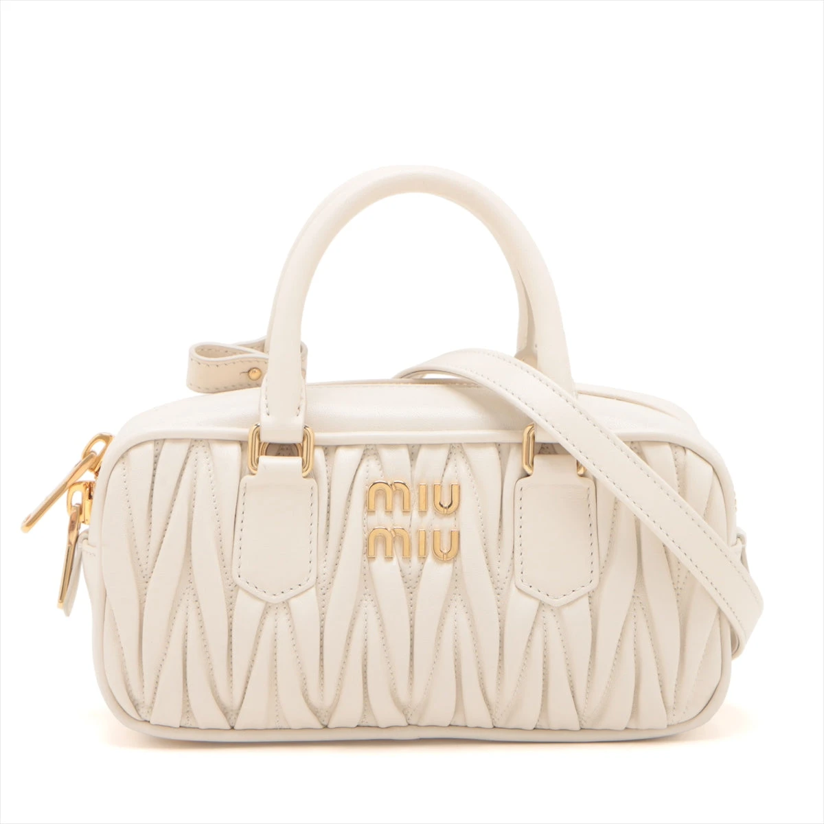 良品 MiuMiu ミュウミュウ 2WAY マドラス レザー バイカラー ハンド 