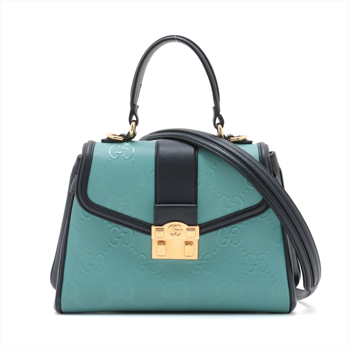 ほぼ未使用 グッチ ホースシュー リザード レザー ハンドバッグ ネイビー. グッチ GUCCI ソーホーショルダー 431567 ネイビー×アイボリー