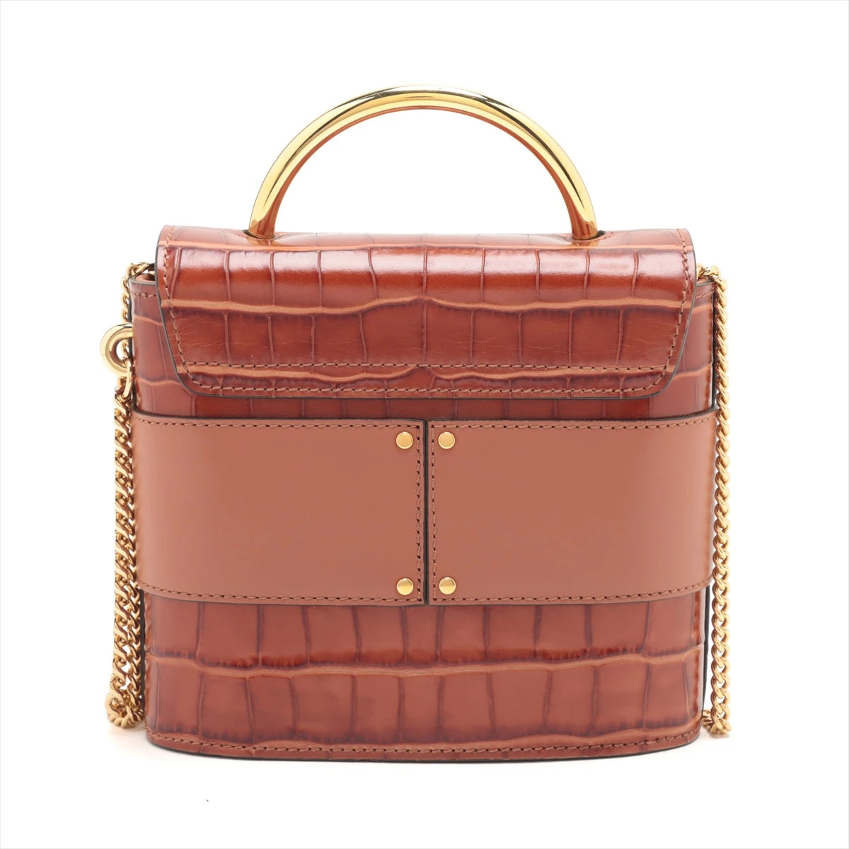 クロエ アビーロック クロコ型押し×レザー 2WAYハンドバッグ