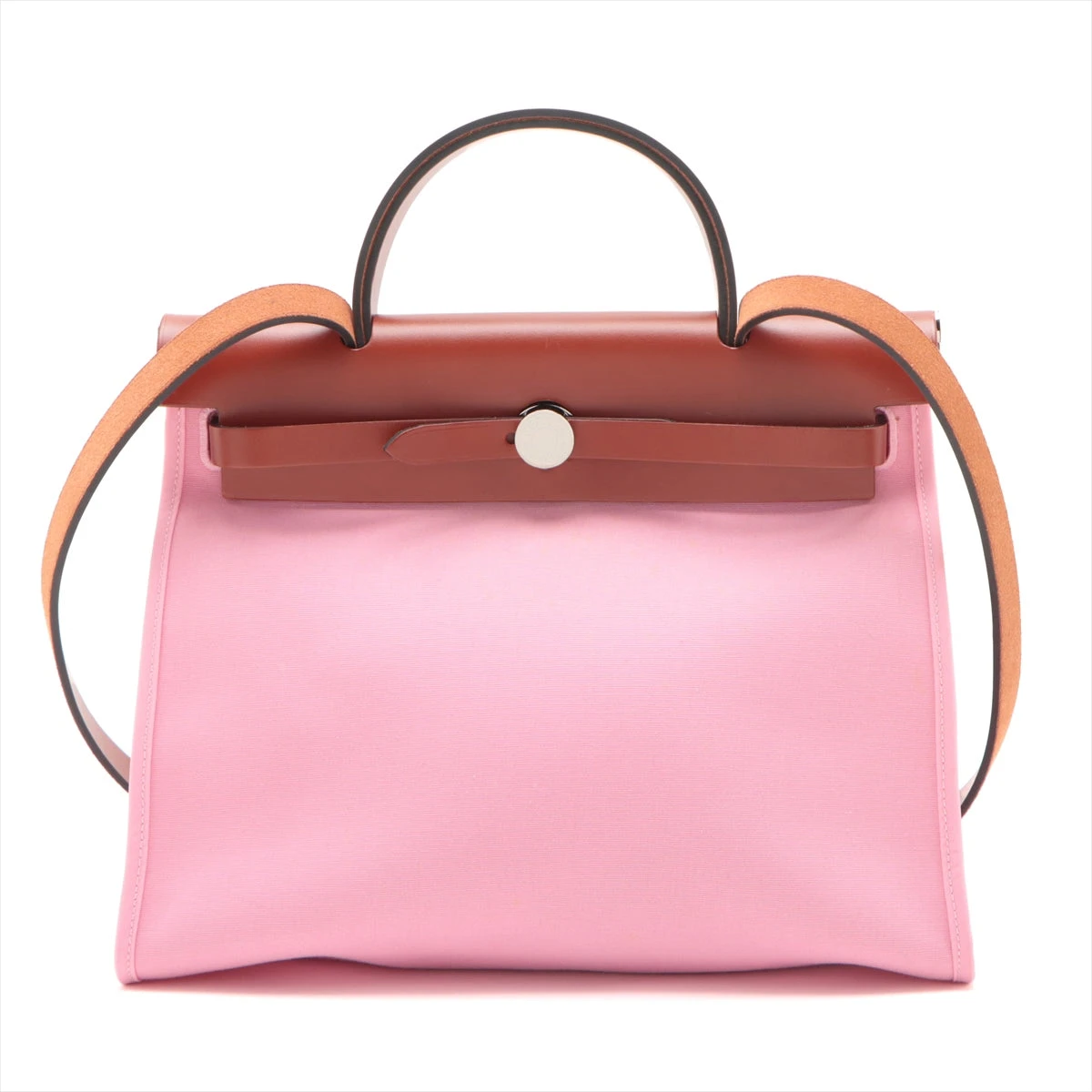 エルメス エールバッグジップPM トワルオフィシエ×カーフレザー ピンク 