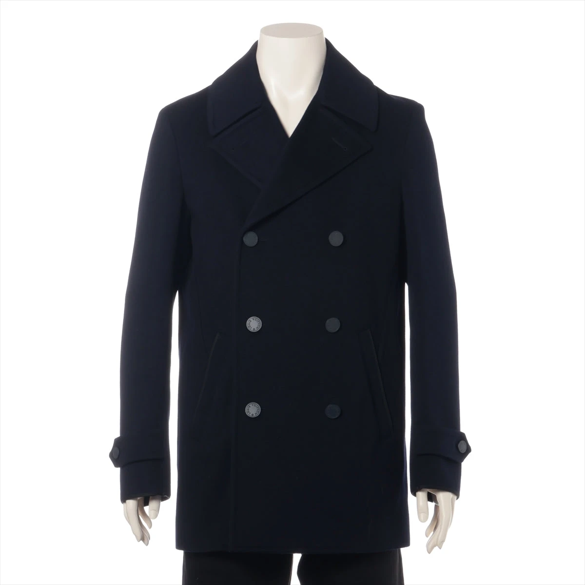 ヴィトン 16AW ウール×キュプラ コート 46 メンズ ネイビー RM162M