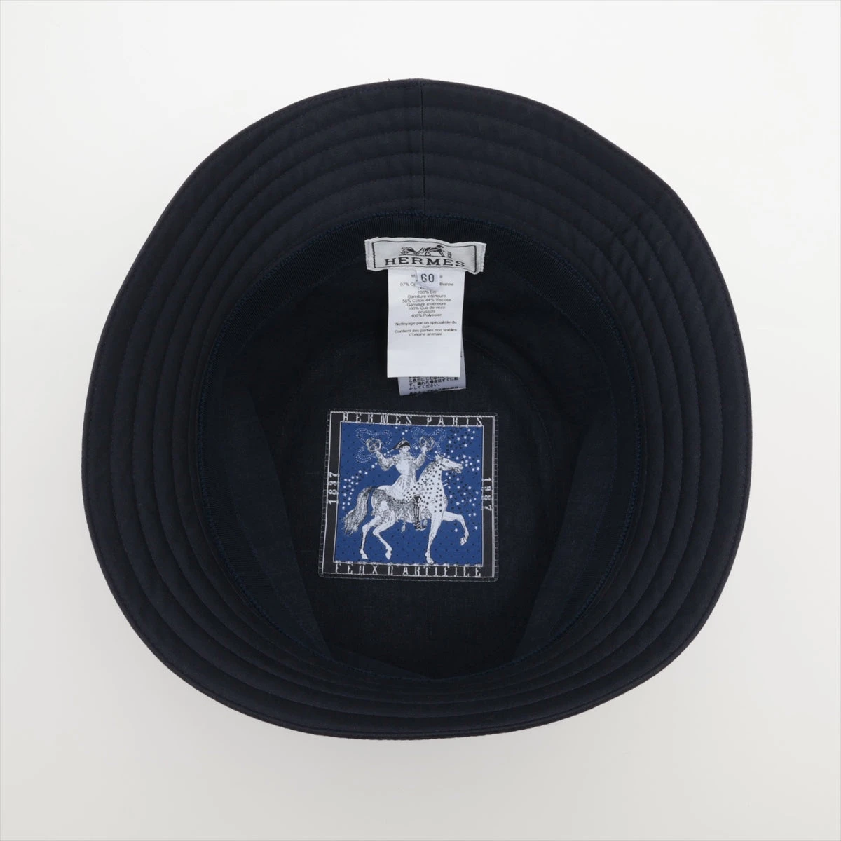 エルメス　ハット リネン インディゴ HERMES エルメス ハット バケットハット インディゴ リネン
