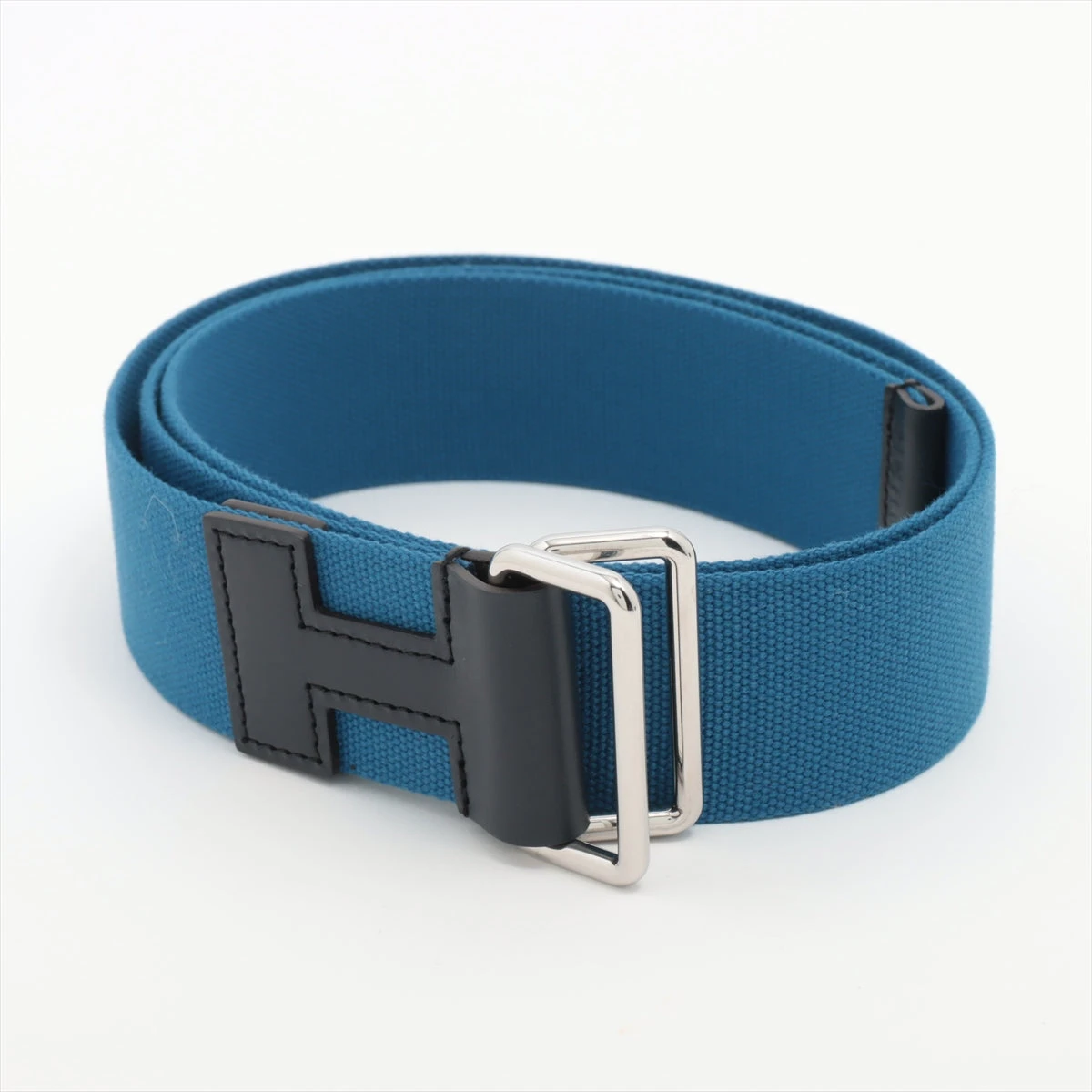 エルメス　ノマド　U刻印　ベルト　キャンバス　ブラック　ネイビー エルメスノマドU刻印ベルトキャンバスブラックネイビー