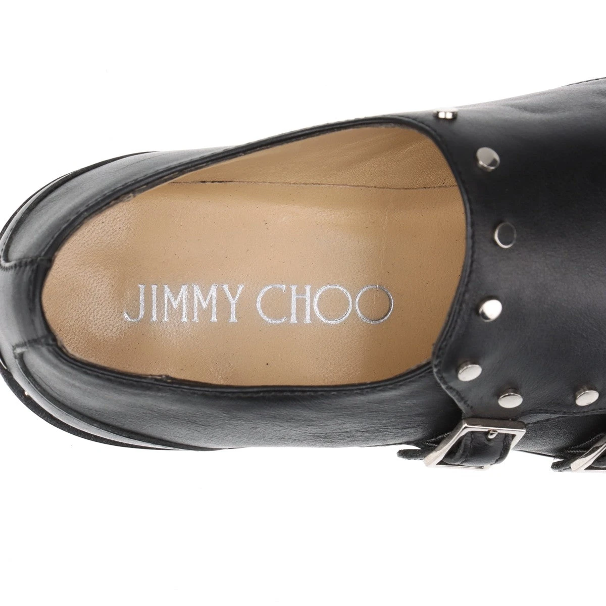美品 JIMMY CHOO ジミーチュウ レザー スタッズ ダブルモンク
