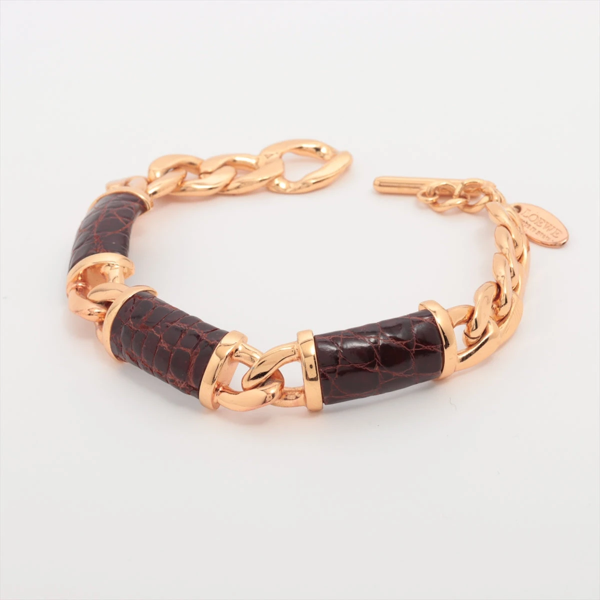 ロエベ ブレスレット GP×レザー ブラウン×ゴールド A3197464｜中古