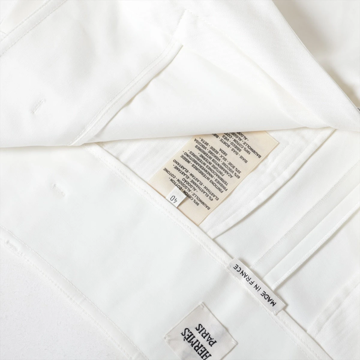 最終値下げ 新品 HERMES コットンパンツ サイズ40 ホワイト タグ付き