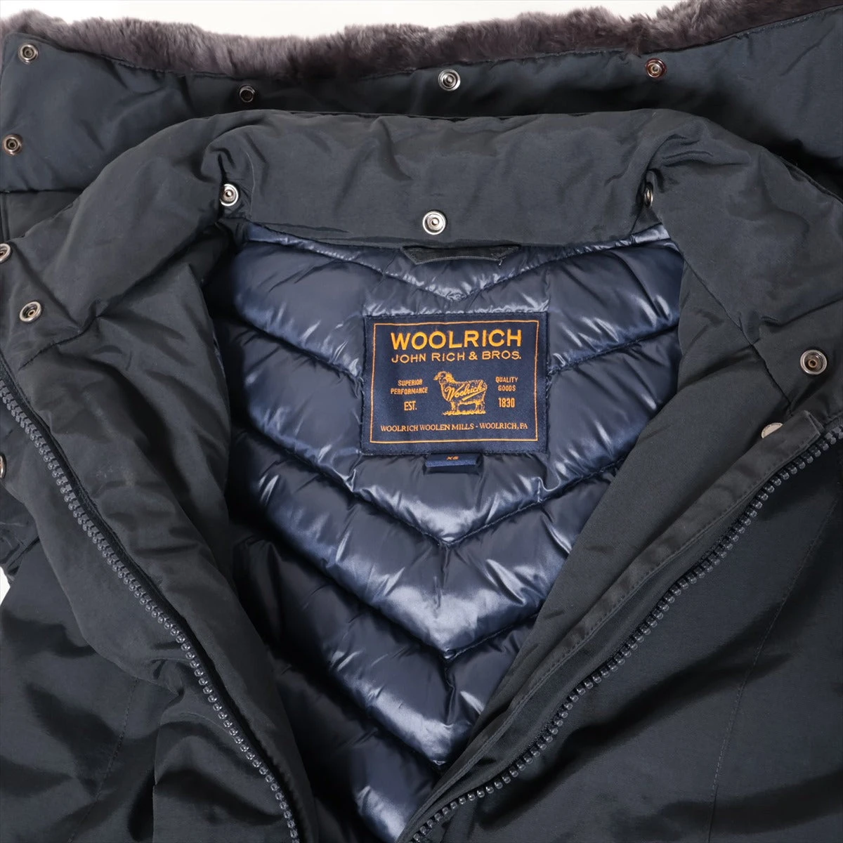 美品　ウールリッチ　ダウンコートジャケット　黒　XS ラビットファー WOOLRICH ウールリッチ ジャーナルスタンダード別注XS