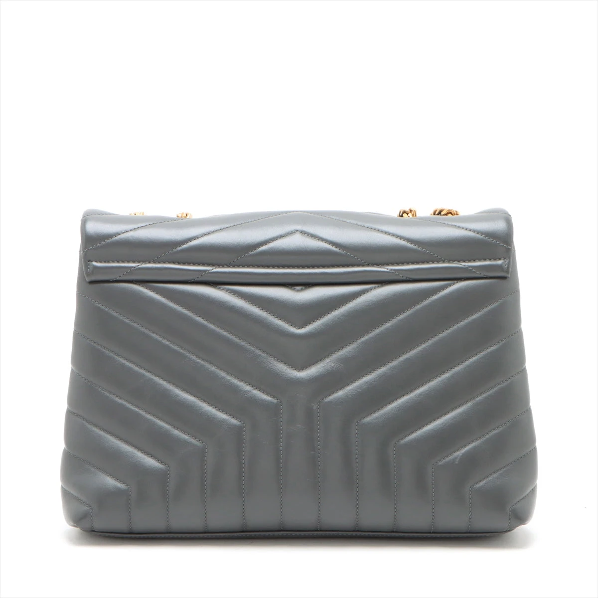 サンローランパリ ルル レザー チェーンショルダーバッグ グレー