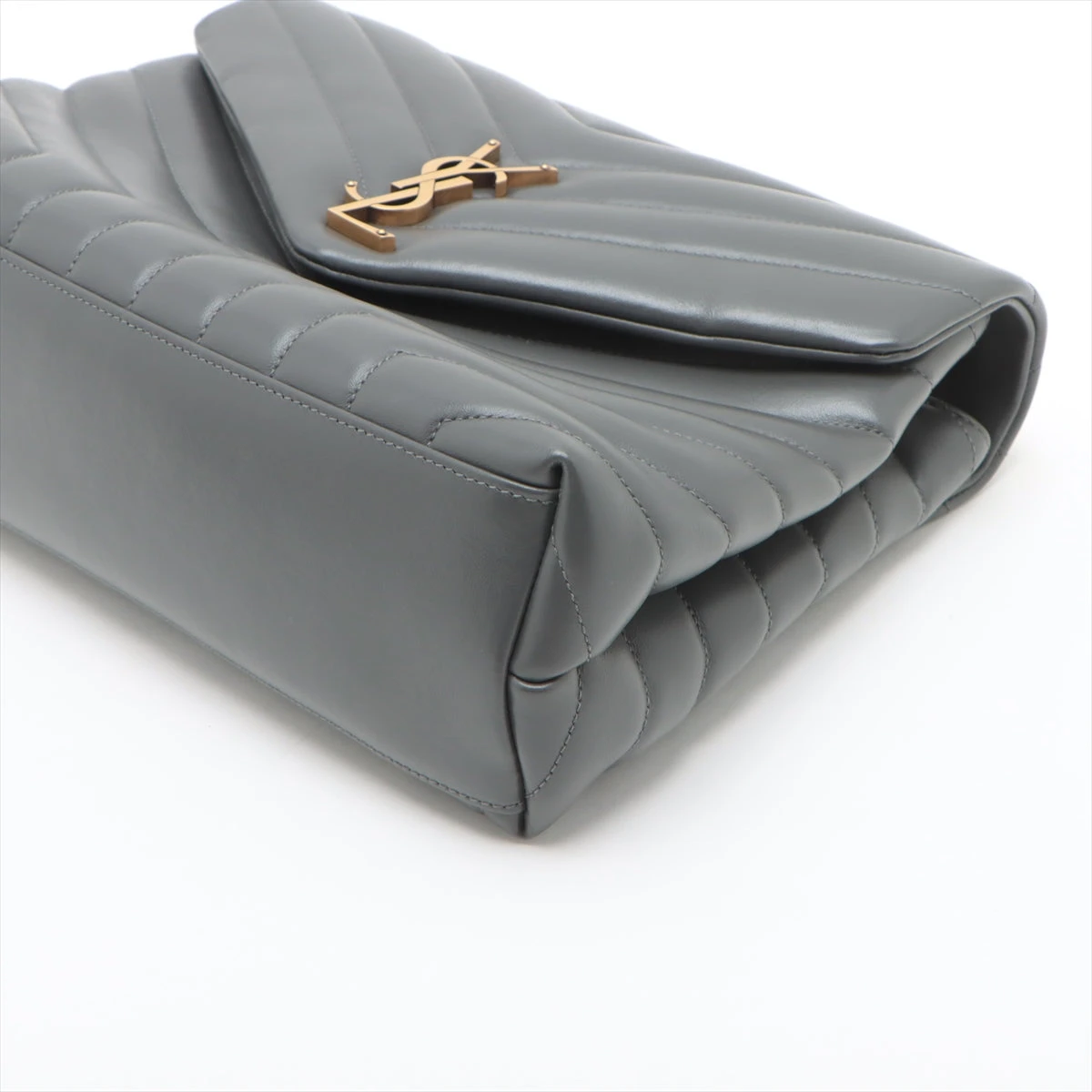 サンローランパリ ルル レザー チェーンショルダーバッグ グレー