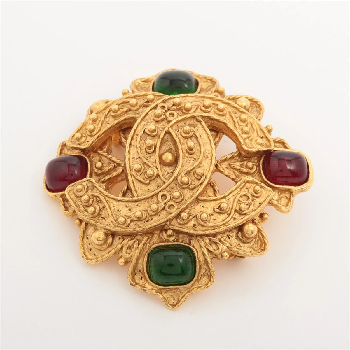 シャネル ココマーク グリポア 94A ブローチ GP×カラーストーン  