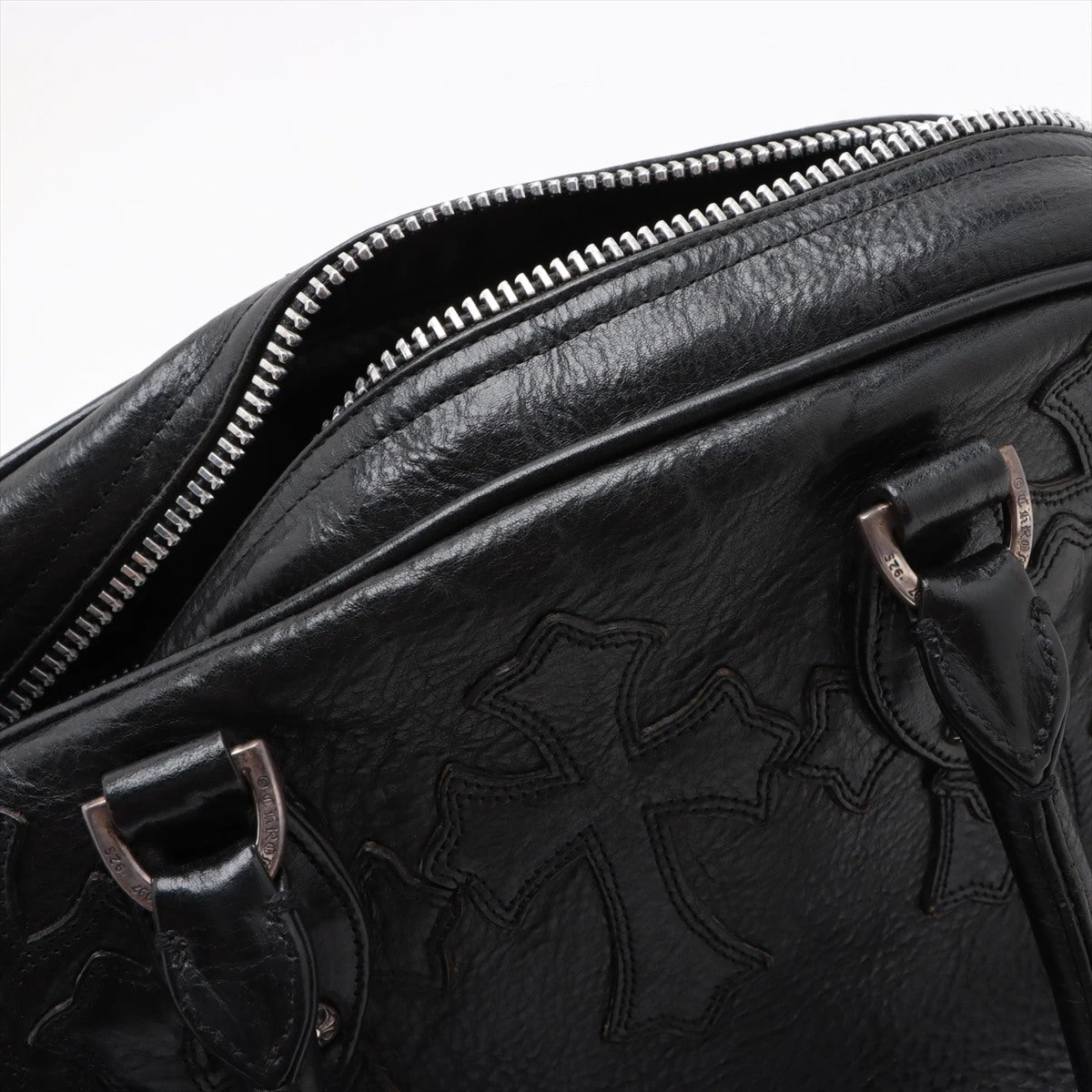 CHROME HEARTS 美品 クロムハーツ ボストンバッグ レザー×925