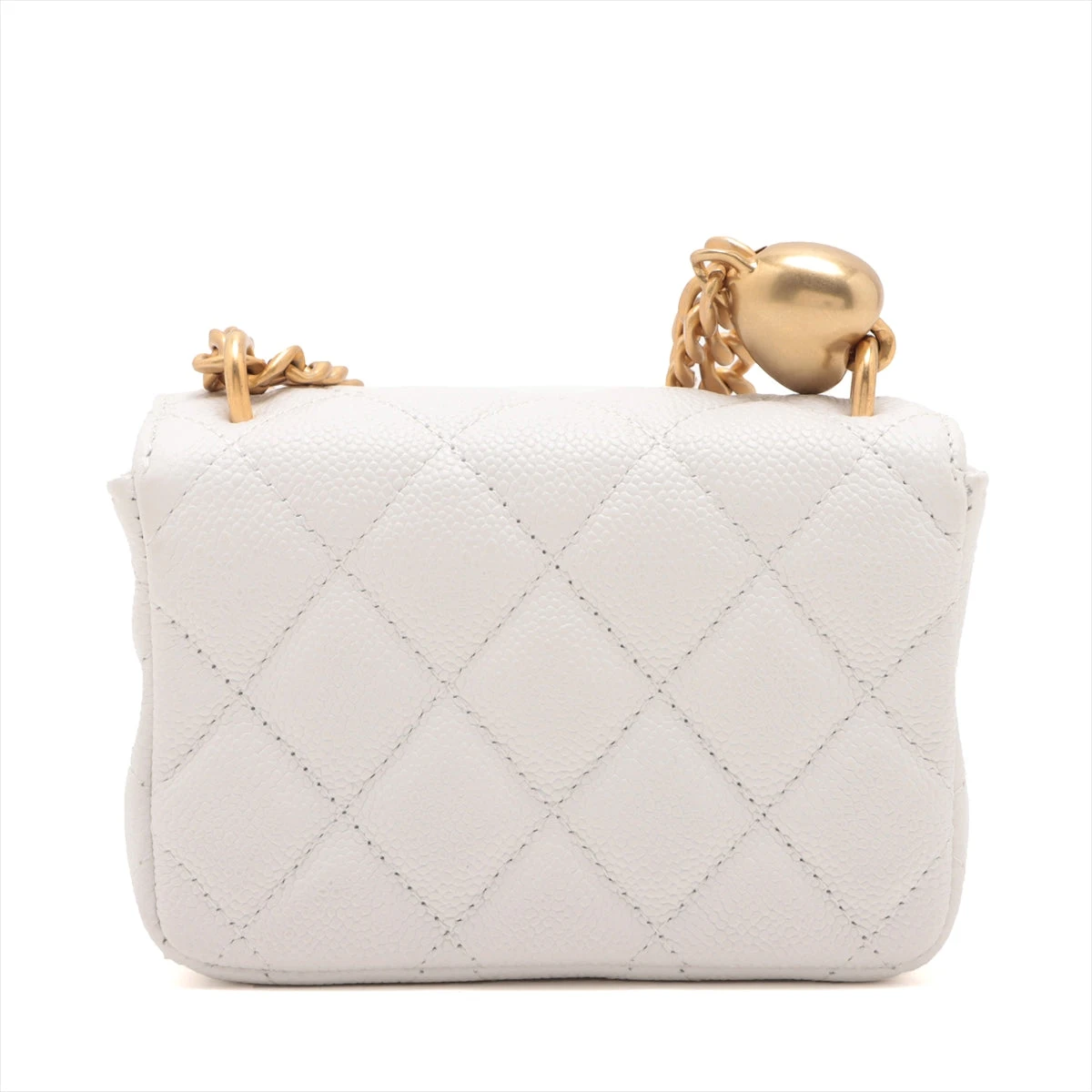 【大人気】CHANEL パスポート キャビア ゴールド金具 ホワイト シャネル ミニマトラッセ キャビアスキン チェーンショルダー