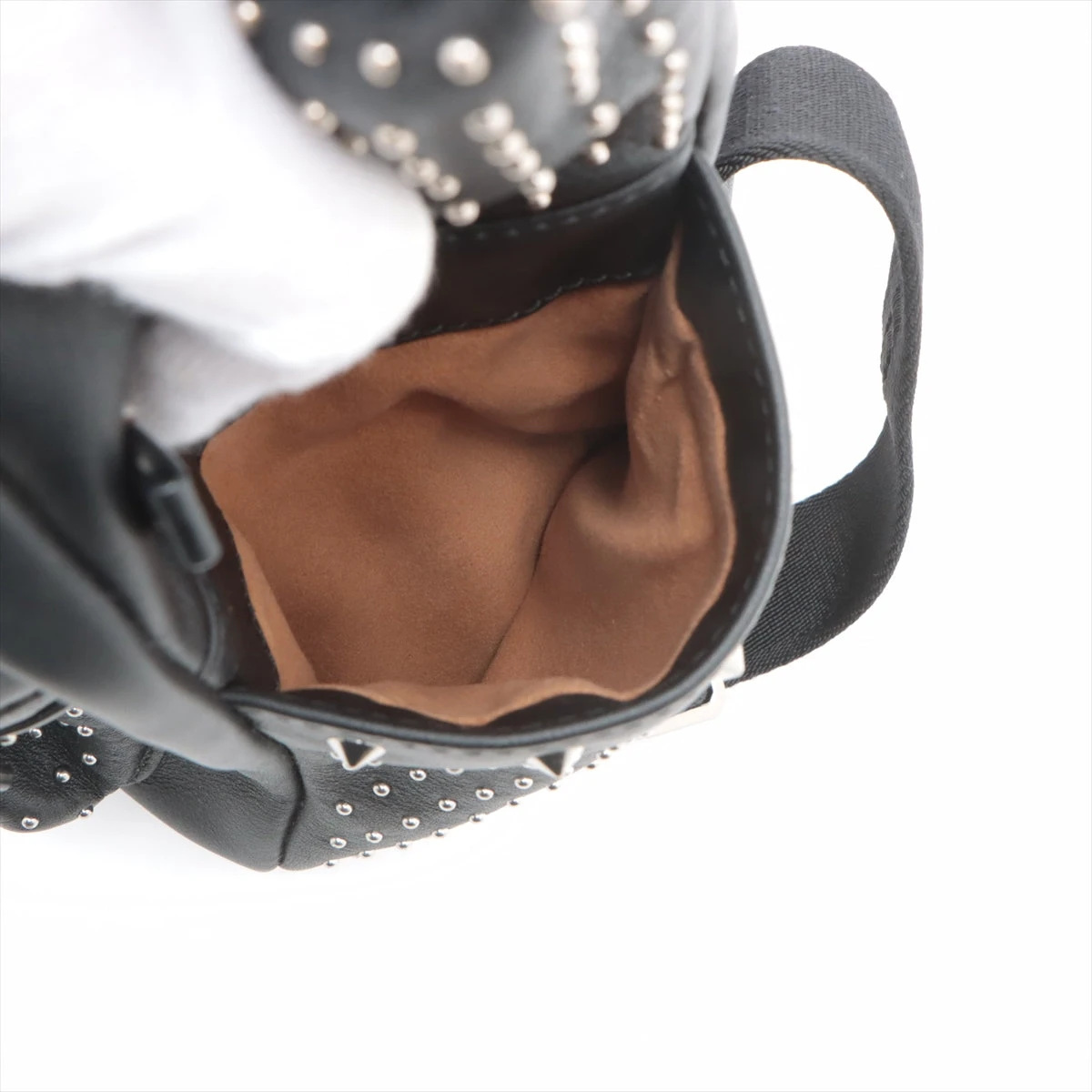 MCM レザー×スタッズ バックパック/リュック ブラック AP092249｜中古 