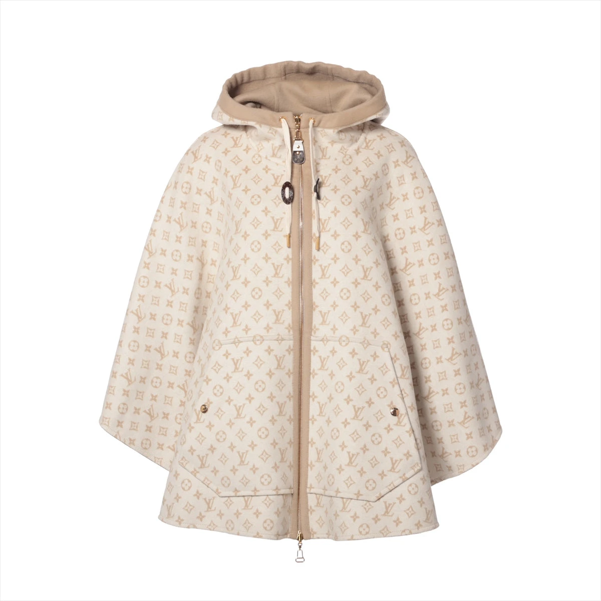 ヴィトン ロゴ ポンチョ ケープ コート アウター ベージュ VALENTINO ヴァレンティノ VロゴカシミヤBLENDケープ ラメ糸
