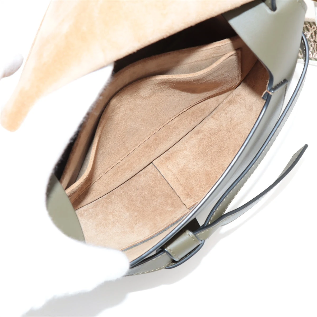 ロエベ ゲートバッグ スモール レザー ショルダーバッグ カーキ