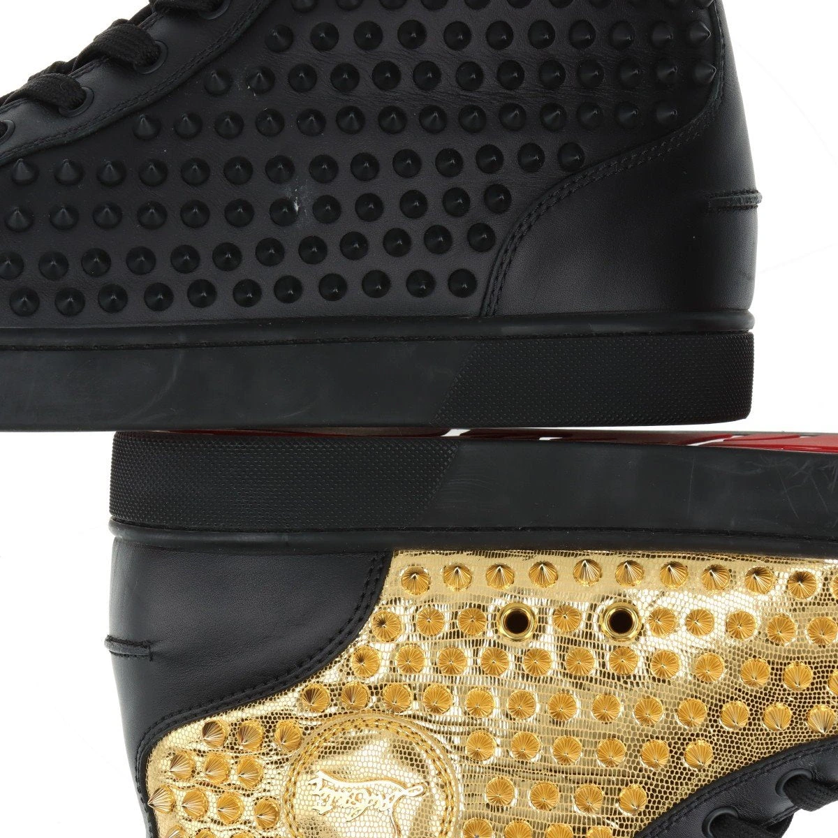 クリスチャンルブタン ハイカットスニーカー スタッズ レザー ブラック