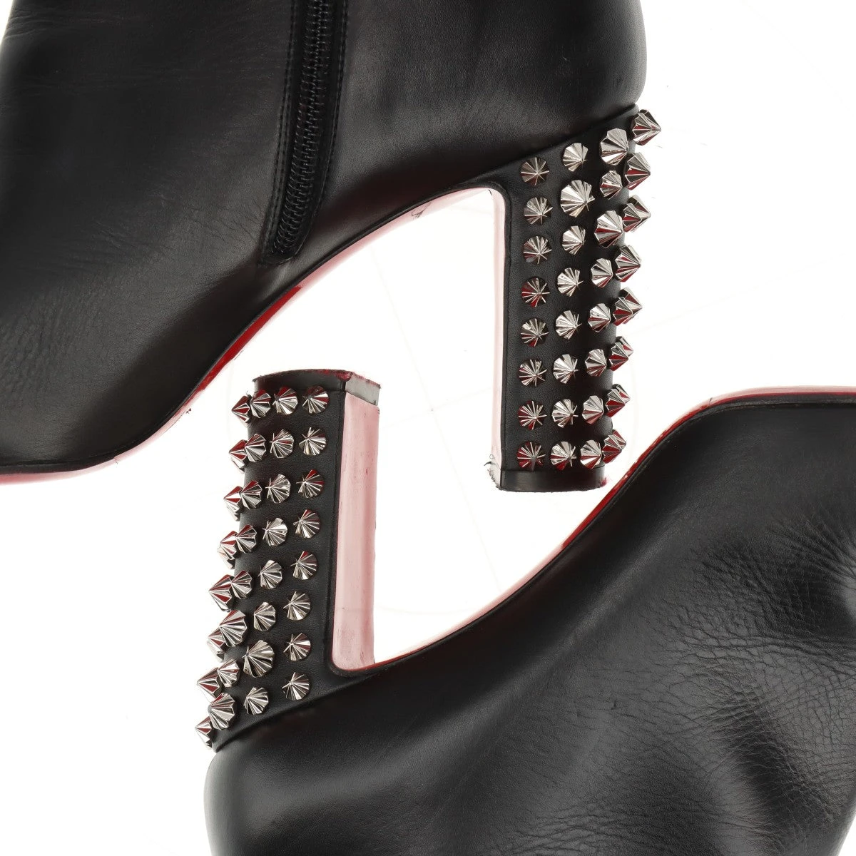 クリスチャンルブタン　スタッズ　ショートブーツ　ハイヒール　オープントゥ　黒 クリスチャンルブタンスタッズショートブーツハイヒールオープン