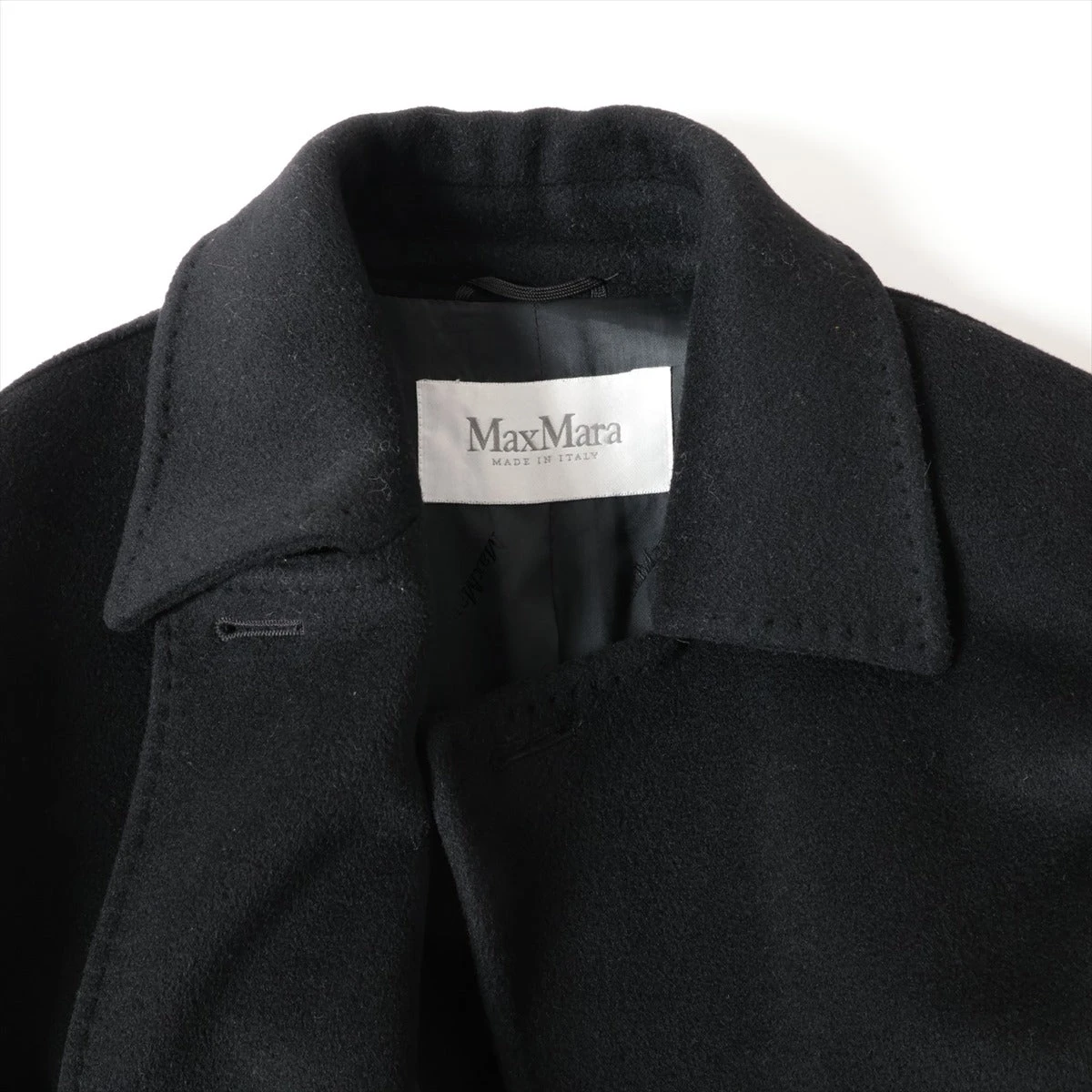 R158マックスマーラMaxMara黒 ロングコート 38号ウール　カシミヤ Max Mara - 【美品】 Max Mara / マックスマーラ | ベルト付き