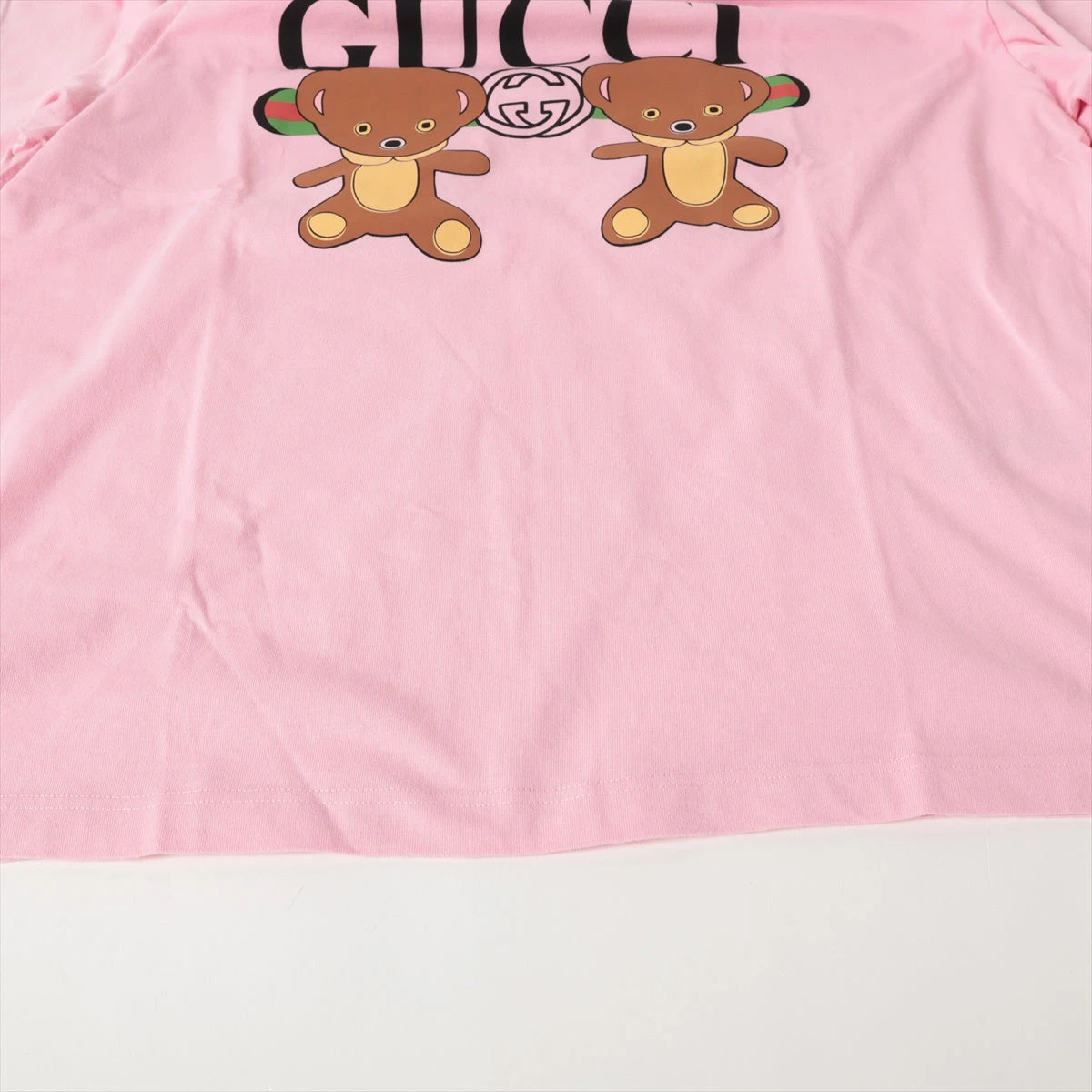 グッチ コットン Tシャツ S レディース ピンク ベアプリント