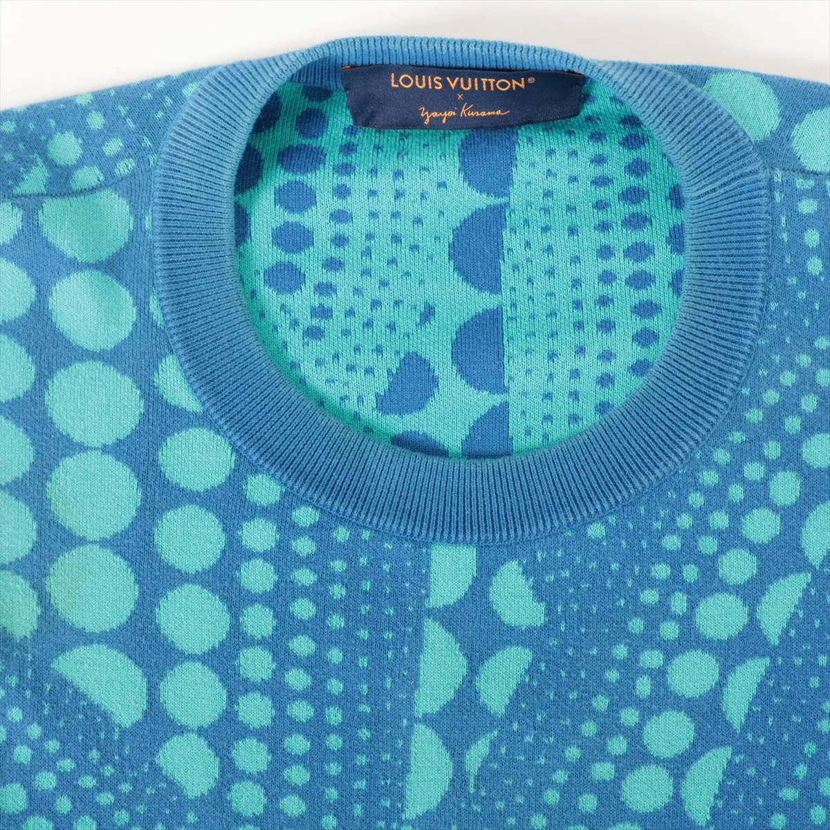 ヴィトン×草間彌生 23AW コットン 半袖ニット XL メンズ ブルー