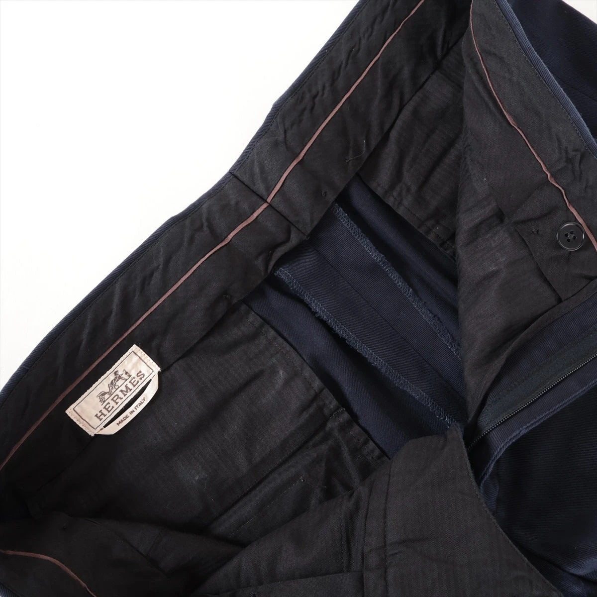 エルメス コットン×ポリウレタン チノパンツ 46 メンズ ネイビー 
