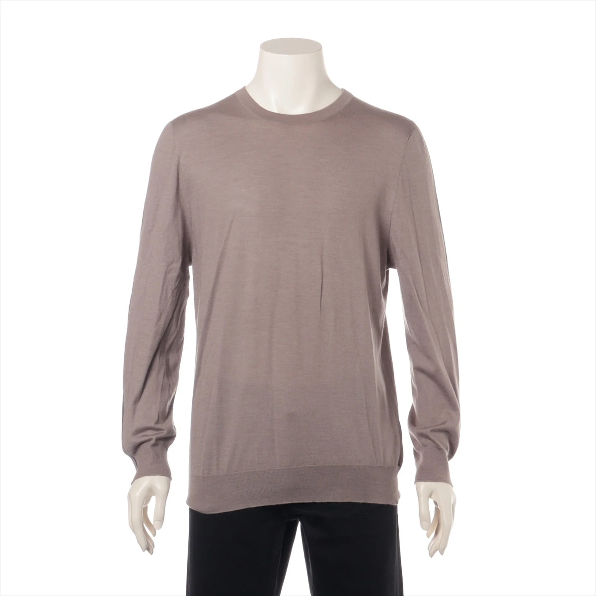 エルメス カシミヤ×シルク ニット L メンズ ブラウン 毛羽立ち