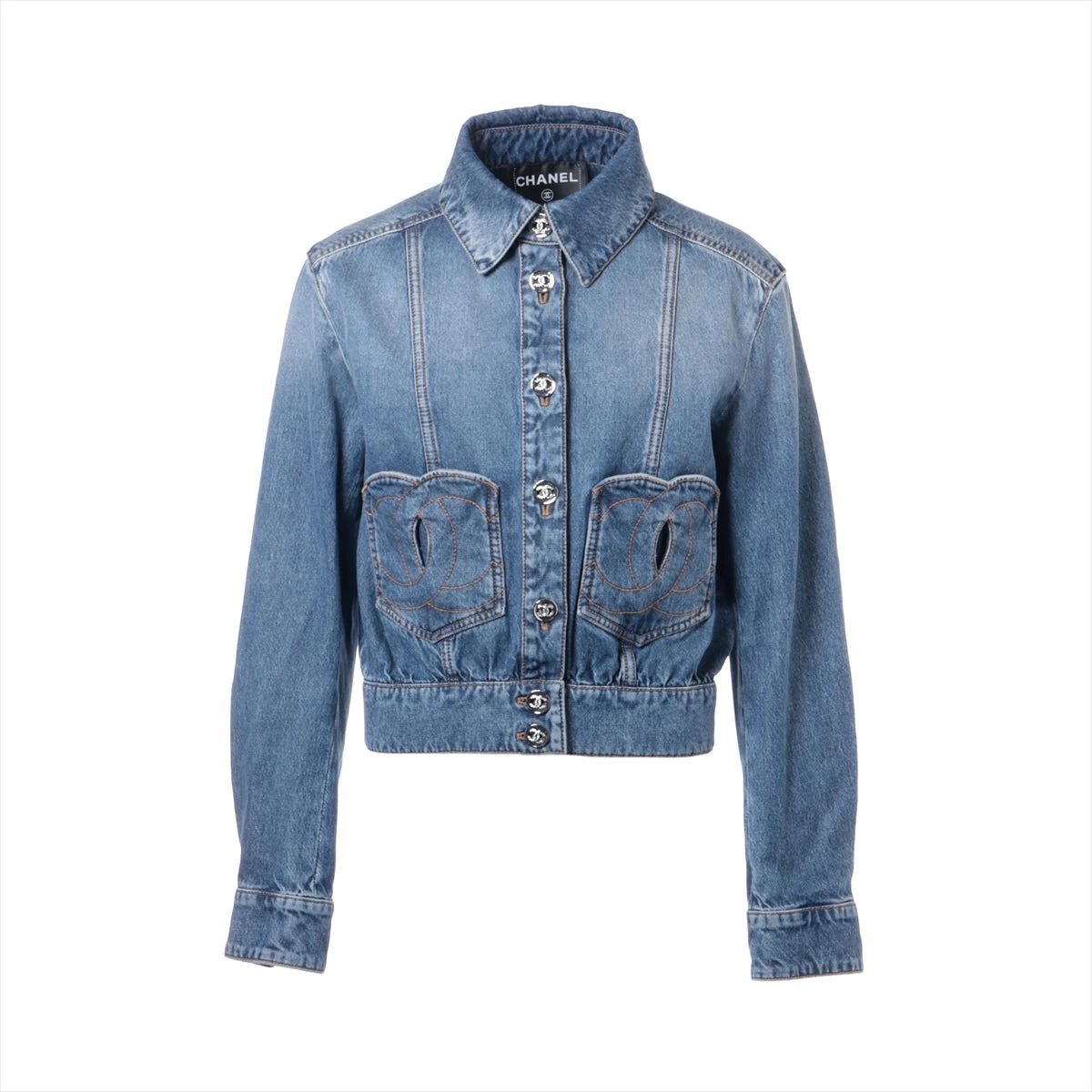 CHANEL スターボタン 裏地ココマーク デニムベスト ジレ 34 CHANEL スターボタン 裏地ココマーク デニムベスト ジレ 34
