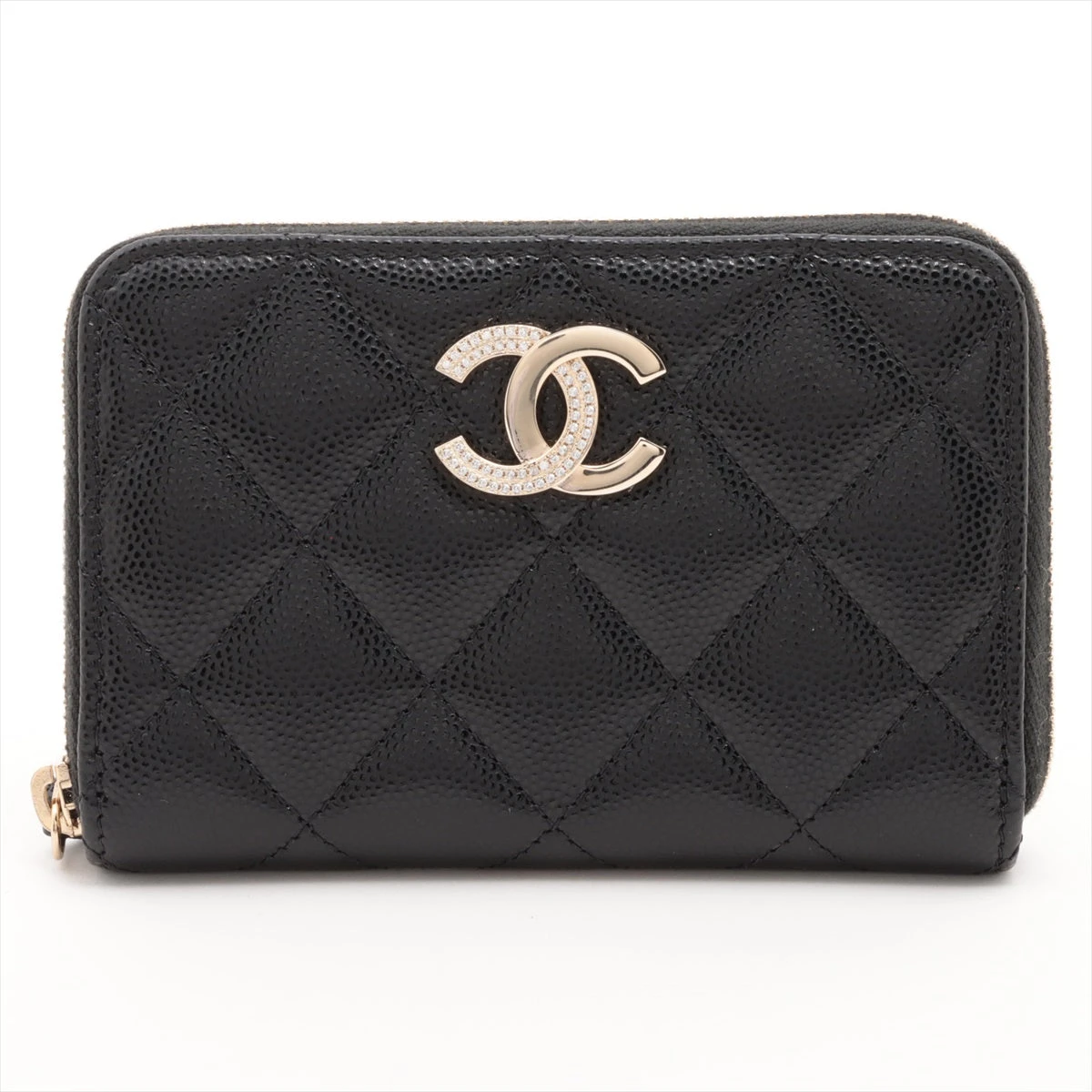 シャネル マトラッセ キャビアスキン コインケース ブラック ゴールド