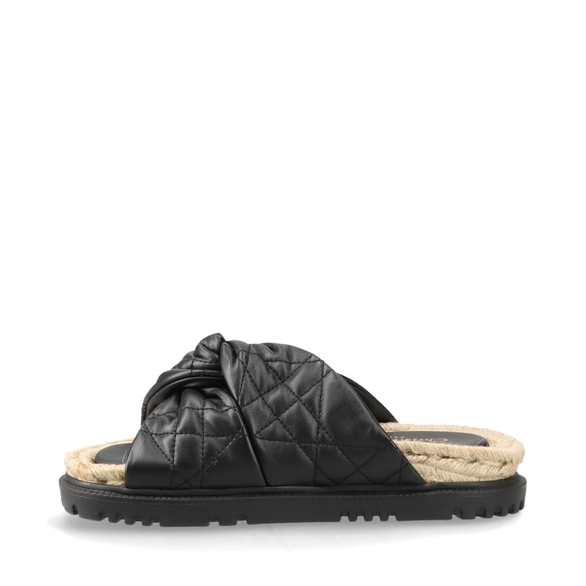 Christian Dior ブラック 35 1/2 エスパドリーユ サンダル クリスチャンディオール DTWIST レザー サンダル 36 1/2