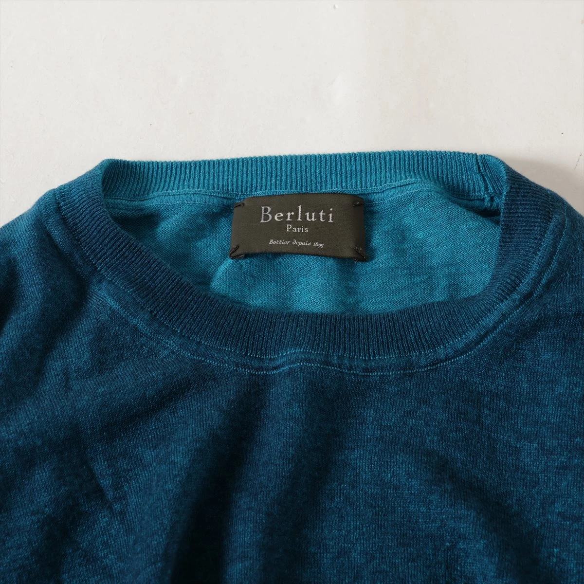 新品同様 ベルルッティ 長袖ニット カシミヤ・シルク ブルーグリーン A50 BERLUTI - 新品同様 ベルルッティ 長袖ニット カシミヤ・シルク