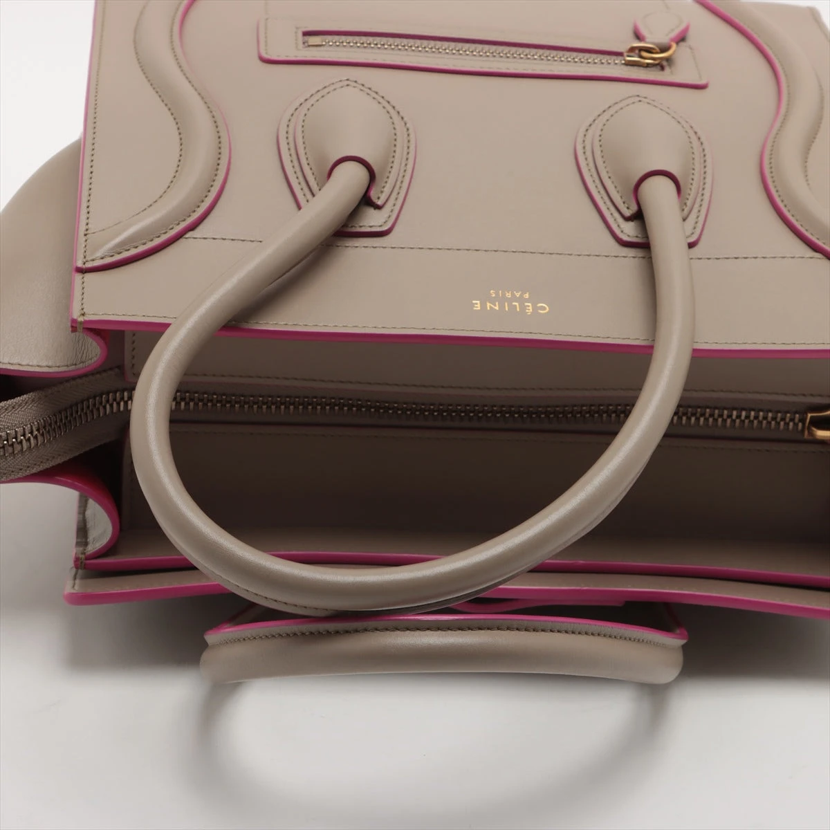 セリーヌ ラゲージ マイクロショッパー レザー ハンドバッグ