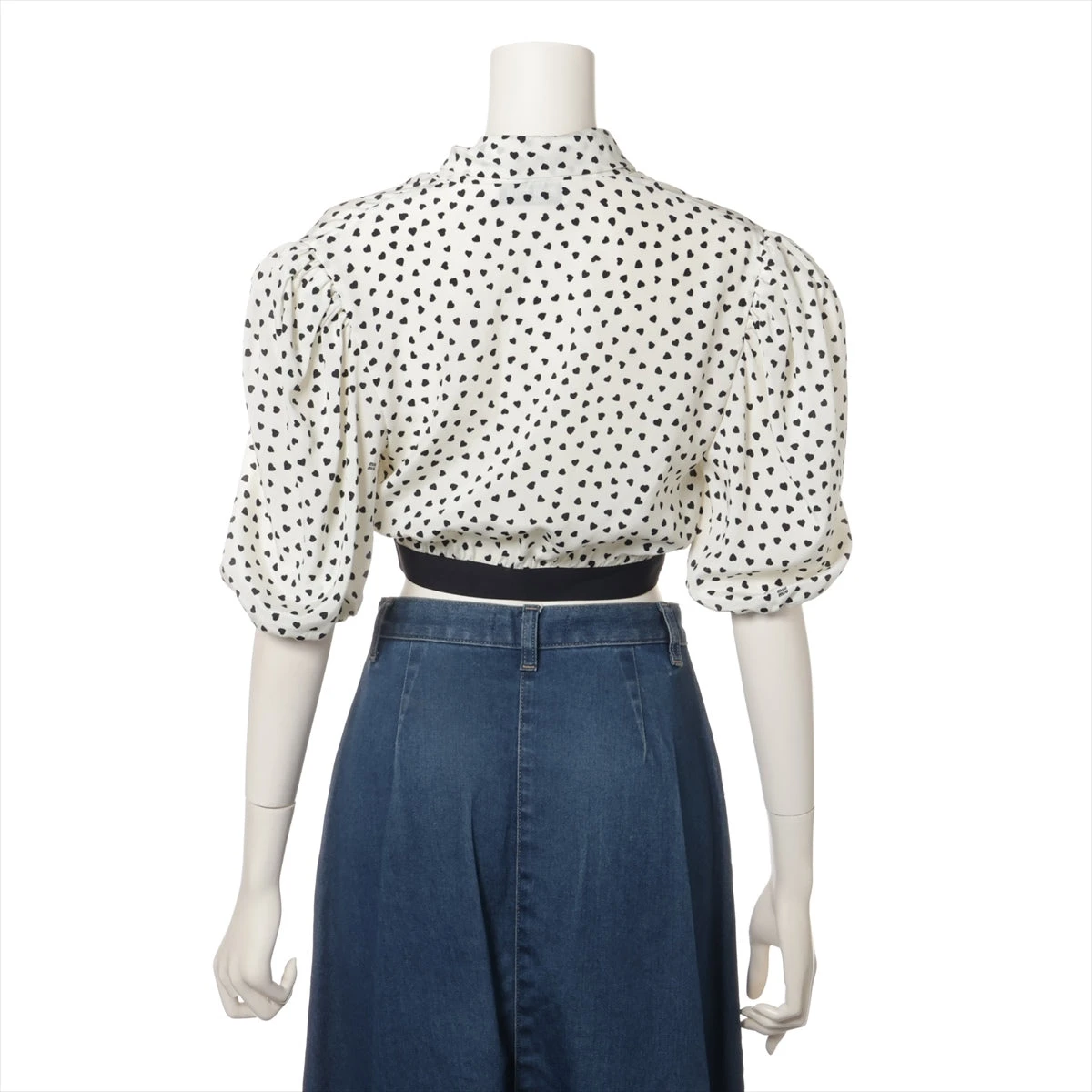 【未使用級】MIU MIU ブラウス クロップド ハート ロゴ 総柄 36 未使用級】MIU MIU ブラウス クロップド ハート ロゴ 総柄 36