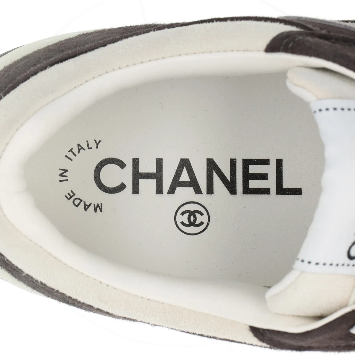 シャネルスエードマトラッセスニーカーファブリックアイボリー36