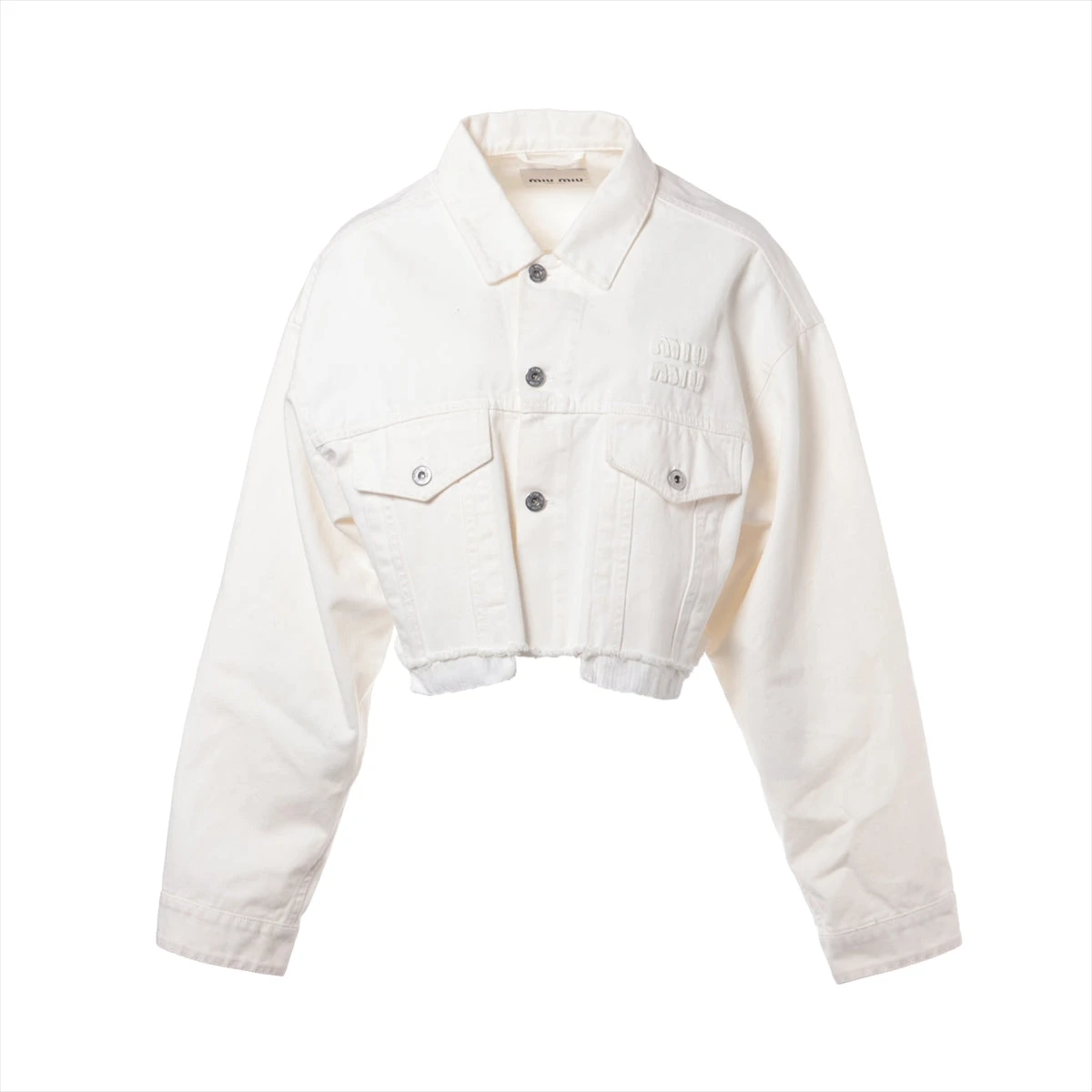 【ほぼ新品】MIUMIUデニムジャケット レース襟 サイズ40即購入OK ほぼ新品】MIUMIUデニムジャケット レース襟 サイズ40即購入OK