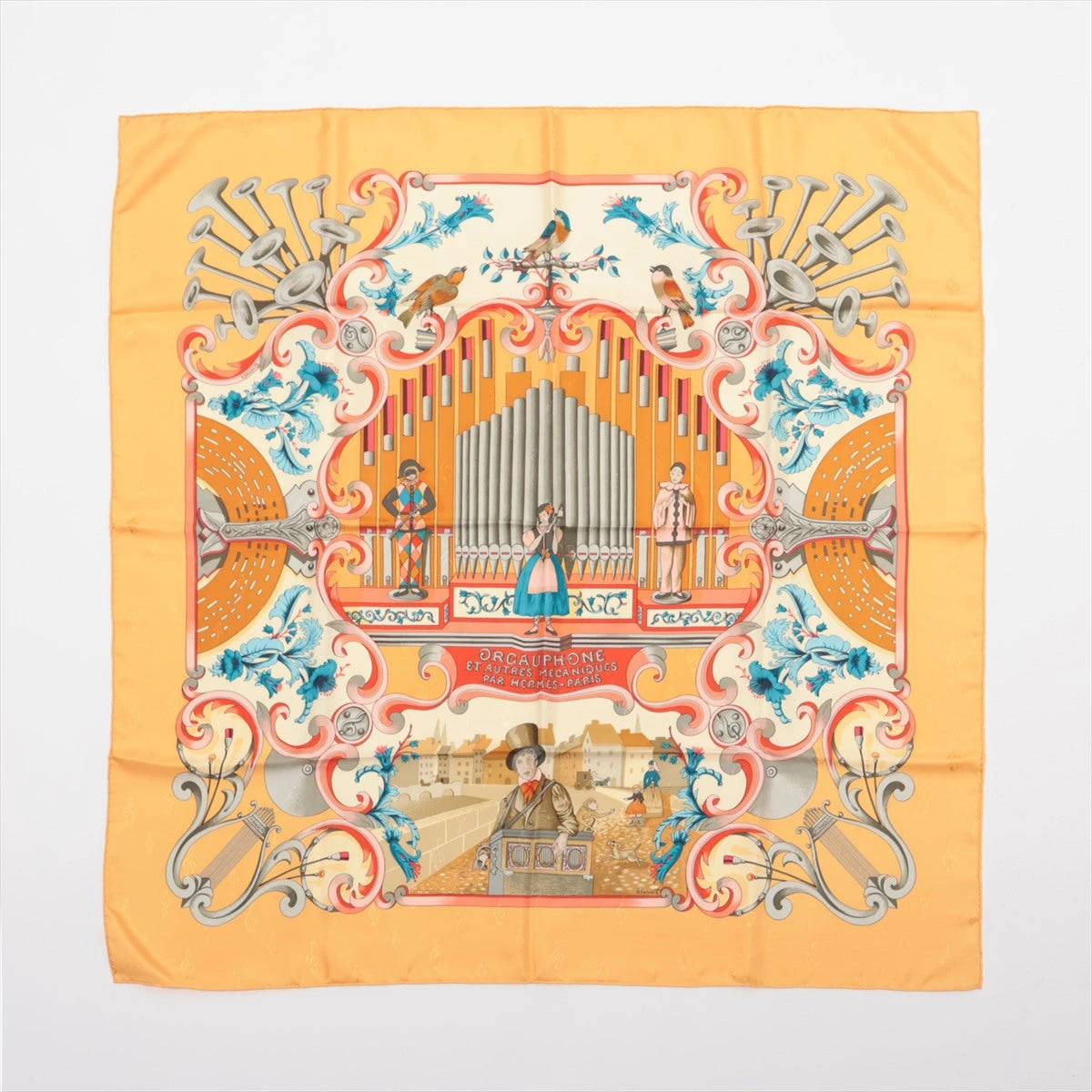 HERMES エルメス カレ90 パイプオルガンと時計仕掛けの楽器 スカーフ