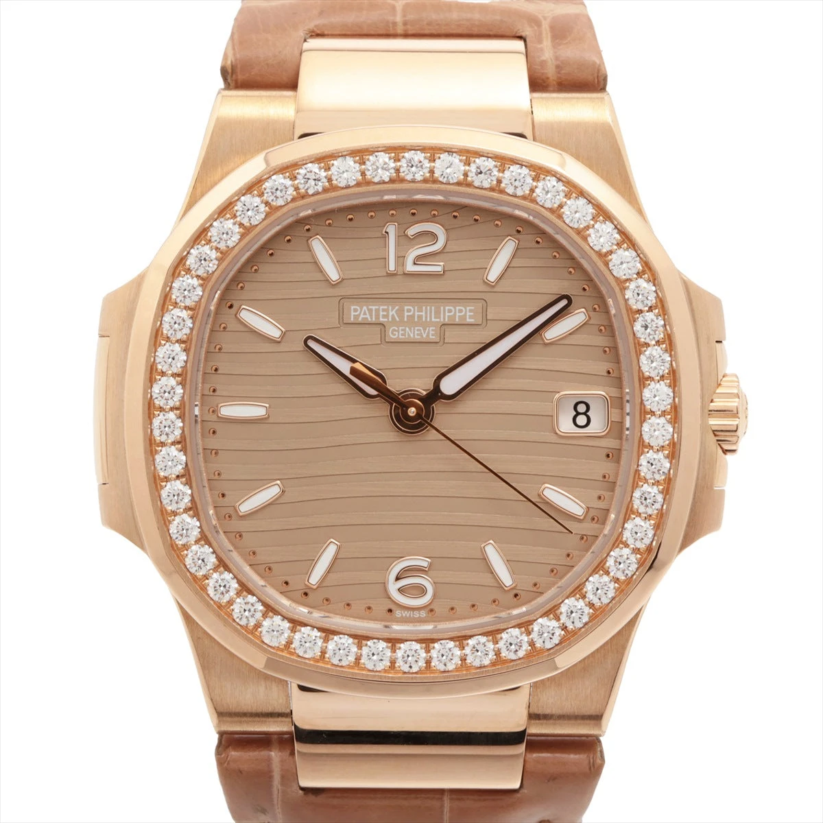 パテックフィリップ ノーチラス 7010R-012 PG×革 QZ ブラウン文字盤