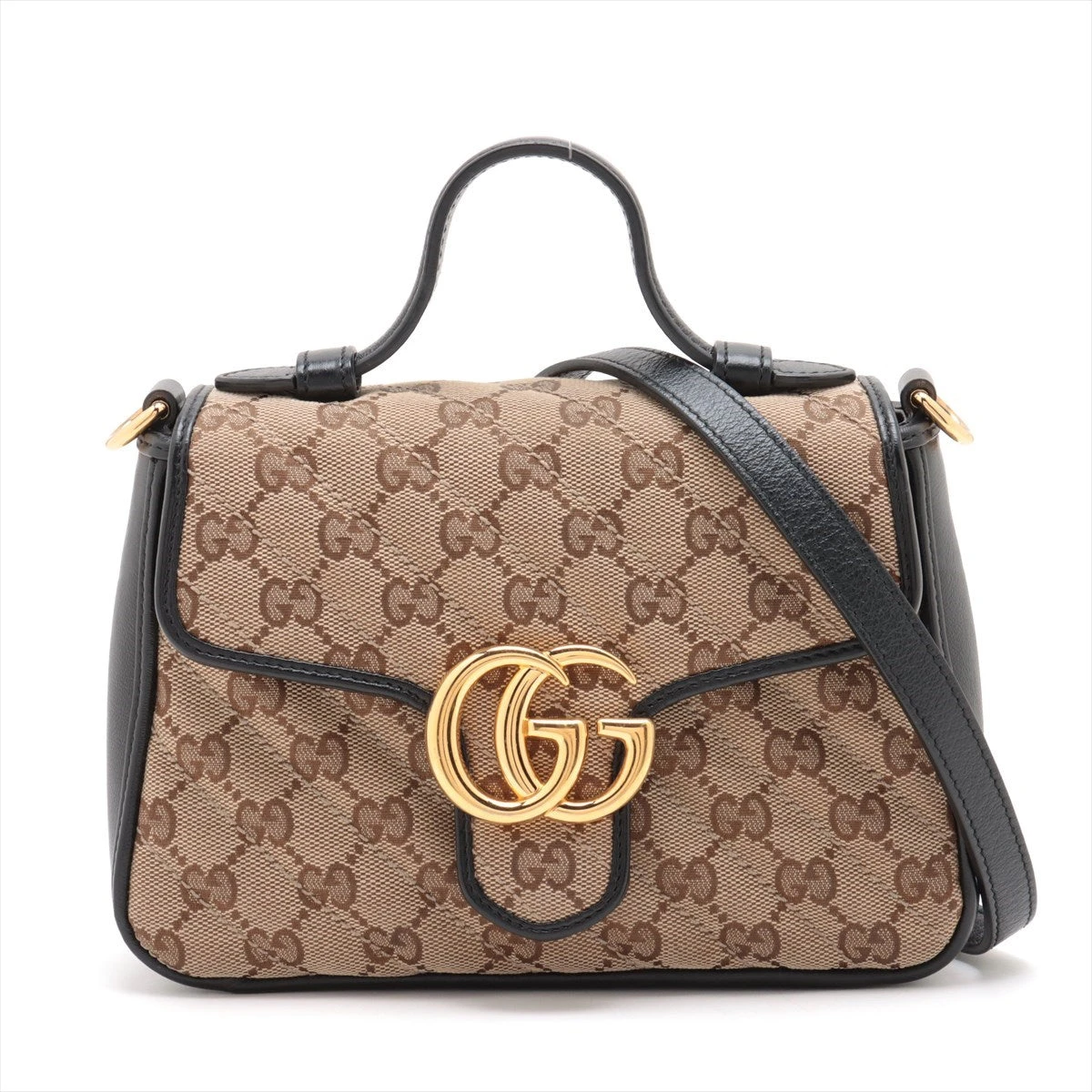 グッチ GGマーモント キャンバス×レザー チェーンショルダーバッグ  